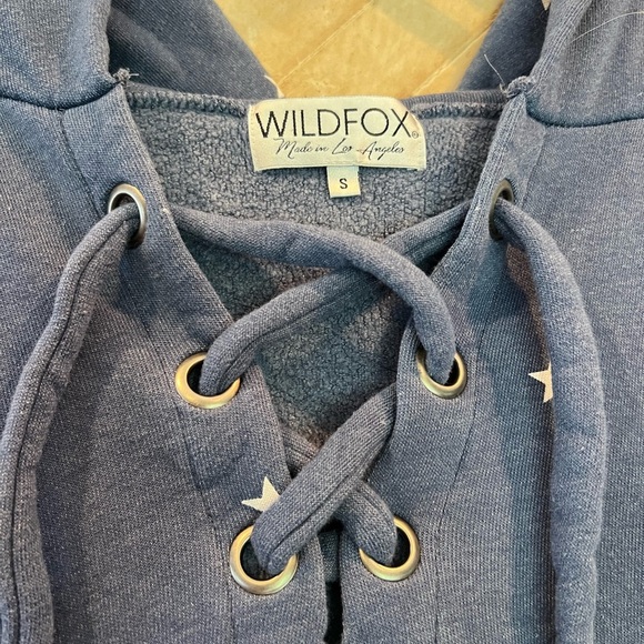 Wildfox Football Star Hutton Blue Star Lace Up Hoodie Size M - Picture 5 of 6